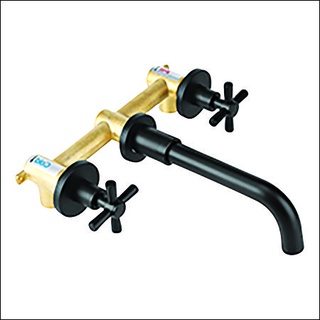 Vòi lavabo đen nóng lạnh âm tường ev-vđ17