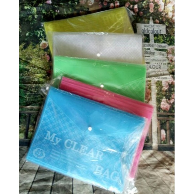 Bìa nhựa nút F5 My clear bag nhiều màu - túi nhựa đựng tài liệu
