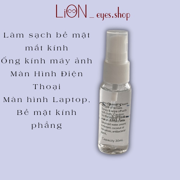 Nước lau Mắt kính,ống kính máy ảnh,Bề mặt kính Chai xịt 30ml Kháng khuẩn