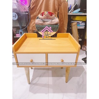 Bàn trang điểm bệt gương tròn màu gỗ cam nt-bpb019