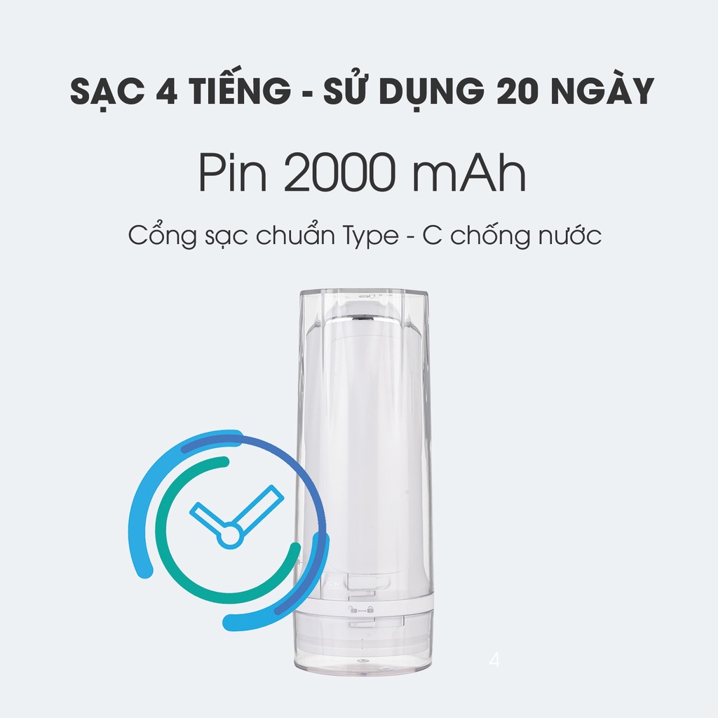 Combo Máy tăm nước Du Lịch WaterPush 1904 màu Trắng + Kem đánh răng Phoca chính hãng Thái Lan