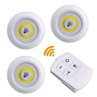 Bộ 3 bóng Đèn mini Điều khiển từ xa có hẹn giờ - Đèn led dán tường thông minh treo cầu thang phòng ngủ gắn tủ trang trí