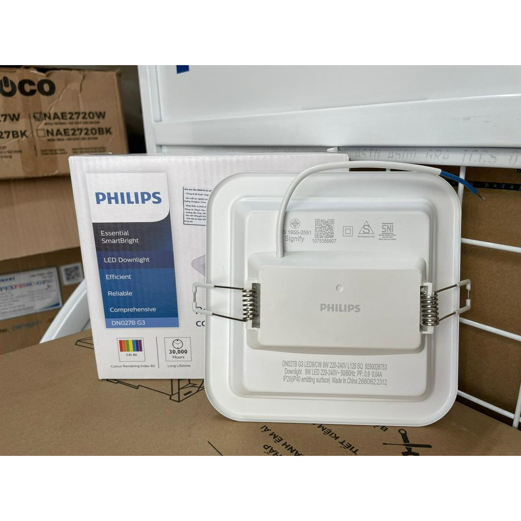 Đèn led âm trần vuông Philips, dòng DN027B G3 6w 9w 12w - hàng chính hãng