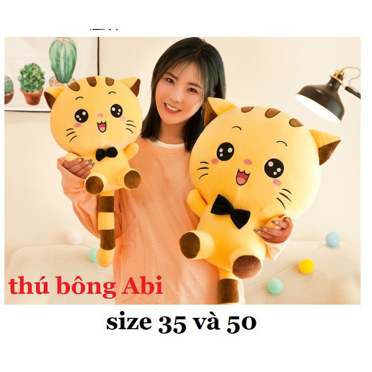 Gấu Bông Mèo Mặt Bự Mắt Tròn Siêu Cute Chất Cotton Nhồi Bông Cao Cấp Siêu Êm Siêu Mềm - Hàng Có Sẵn size 25-35-50 cm