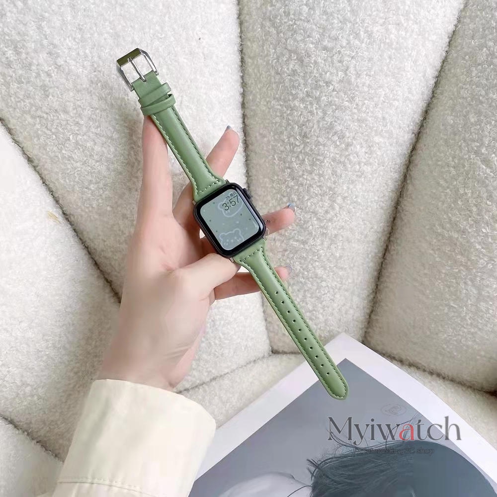 Dây đeo bằng da 40mm 44mm 45mm thích hợp cho apple iwatch series 7 6 5 se 4 3 2 38mm 42mm 41mm