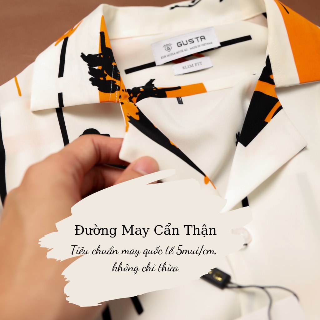 Áo Sơ Mi Nam Ngắn Tay Họa Tiết Cổ Vest Không Nhăn Chất Lụa Siêu Mát ,Áo Somi Nam Hàng Cao Cấp - SMGS01 - GUSTA | BigBuy360 - bigbuy360.vn