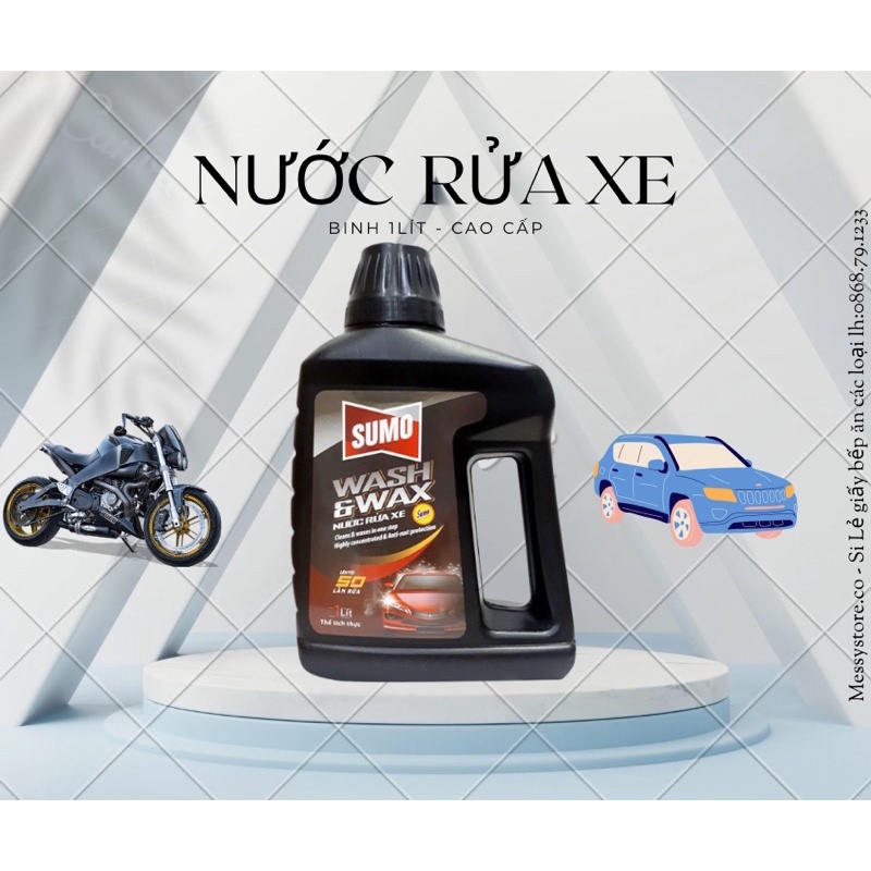 Nước Rửa Xe Ô Tô Xe Máy xe điện 1000ml SUMO Xe Bảo Vệ Sơn Chống Rỉ Set Bóng Sạch Như Mới