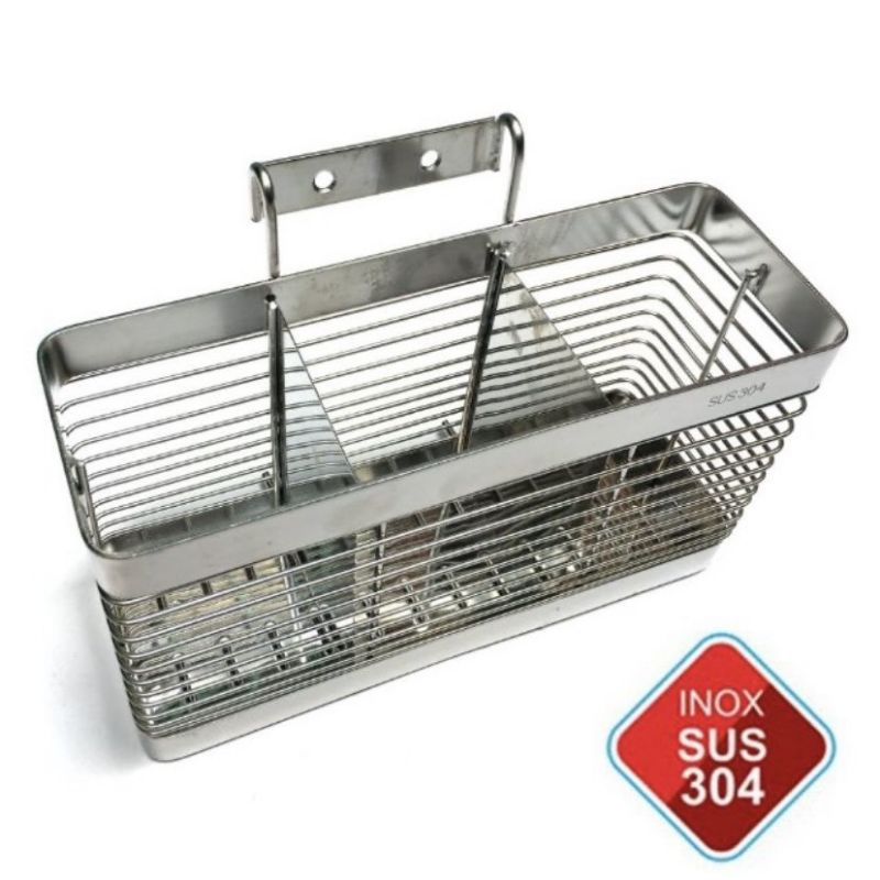 Ống đũa inox cao cấp 304 (3 ngăn như hình), ống đựng muỗng đũa inox cao cấp