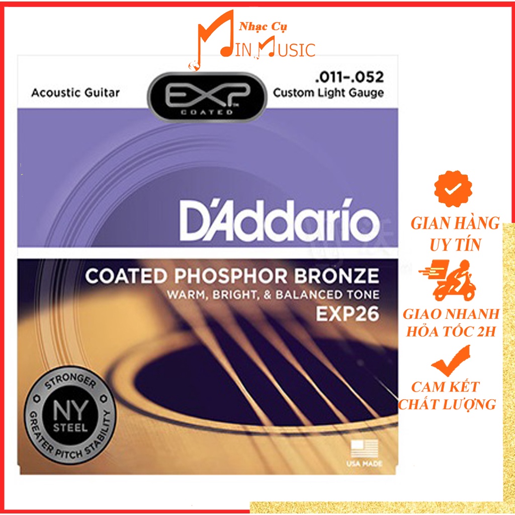 Dây Đàn Guitar Acoustic D'Addario EXP26 I Dành Cho Đàn Acoustic Size 11