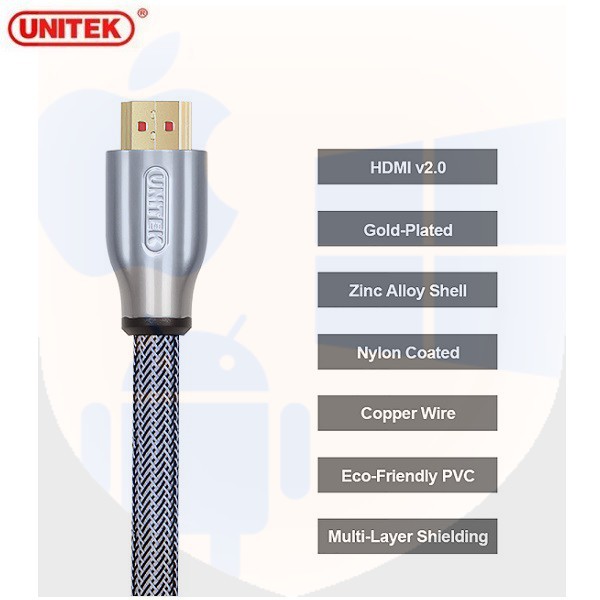 CÁP HDMI UNITEK 3M Y-C 139 RGY FULL 4K