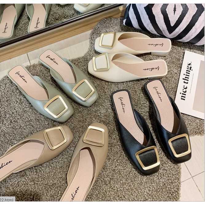 Giày sục nữ, dép nữ búp bê đế bệt mũi vuông hot trend 3 màu Đen - Xanh - Nâu - TGS122 | BigBuy360 - bigbuy360.vn