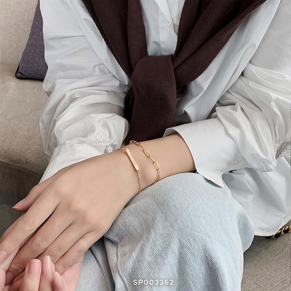 Lắc tay nữ titan Eleanor Accessories khắc chữ good luck sợi kép phụ kiện trang sức sáng đẹp