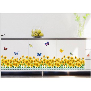 Decal dán tường chân tường hướng dương vàng