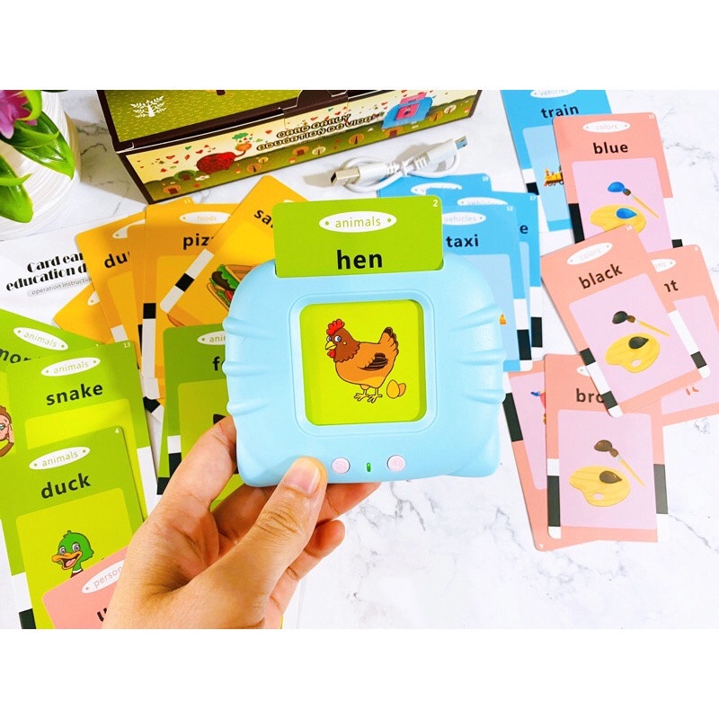 Máy Đọc Thẻ Flashcard Tiếng Anh Dành Cho Trẻ Em Gồm 224 Từ Vựng Không Có Sóng Điện Từ