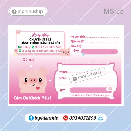 Combo phiếu ship hàng MS35