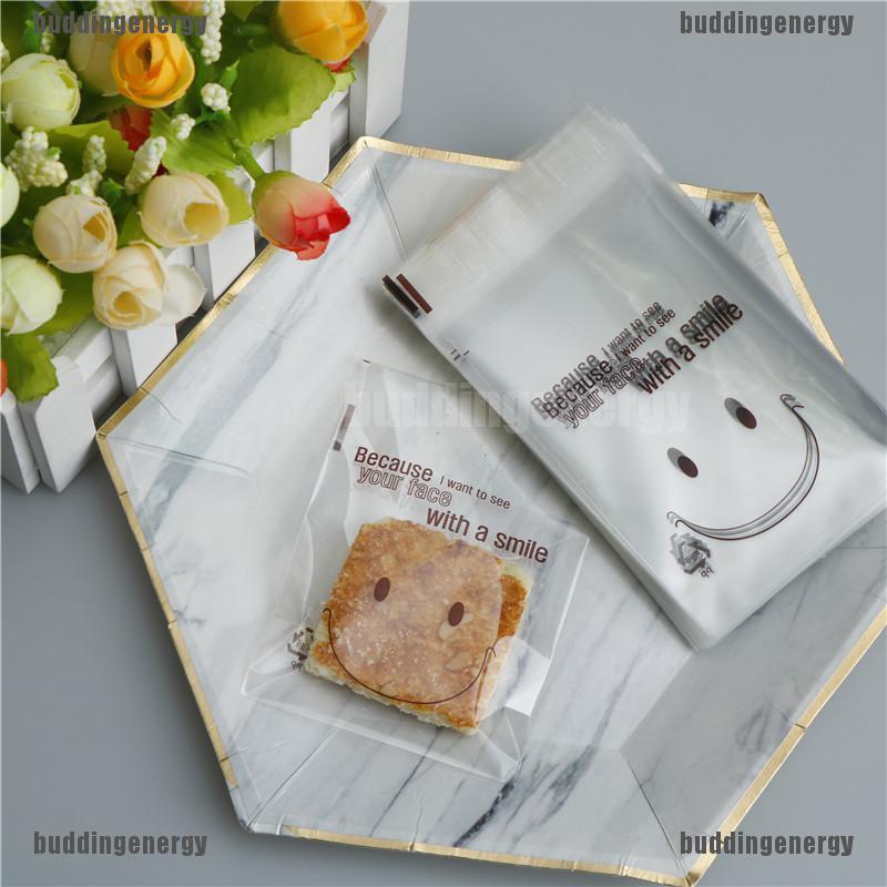 Bộ 100 Túi Nhựa Đựng Bánh Quy Hình Mặt Cười Dễ Thương