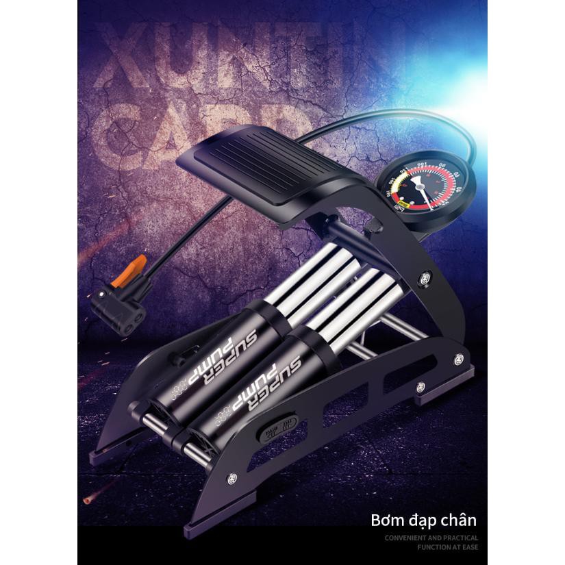 Bơm hơi kép đạp chân SUPER PUMP tiện lợi