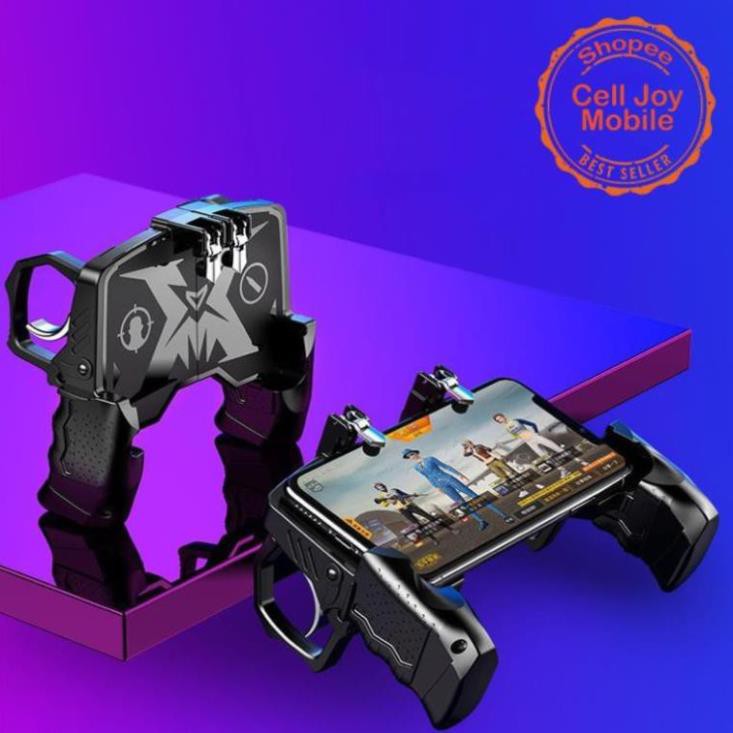 Tay cầm chơi game k21 - kèm nút bấm cho game PUBG, ROS, Free Fire..gắn điện thoại tiện lợi -