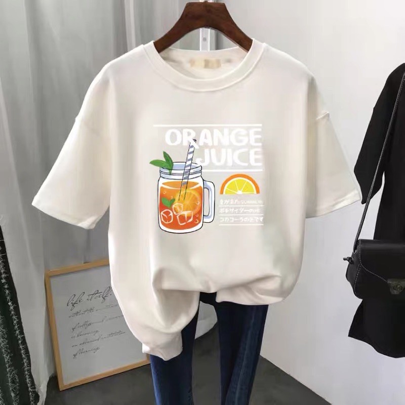 (CÓ SẴN) Áo thun nữ in ngắn tay dáng rộng trẻ trung hè 2021