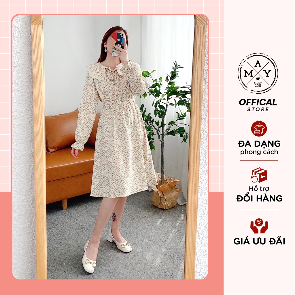 Váy Hoa Nhí Tăm Cổ Sen To MAY.SINCE2011 Thiết Kế Dáng Suông Chất Liệu Vải Thoáng Mát MAN01-0084 | BigBuy360 - bigbuy360.vn