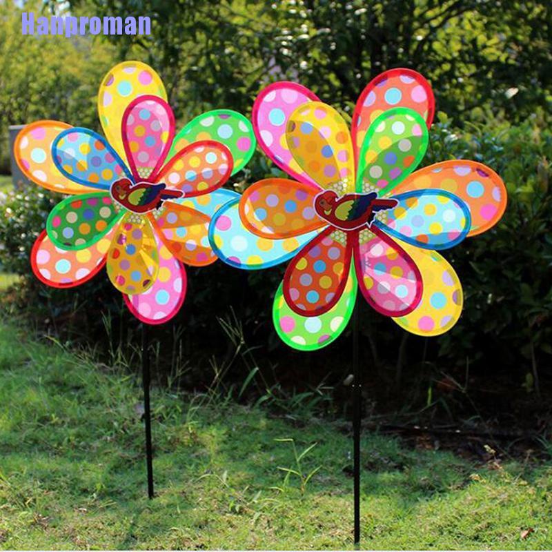 Hm> Double  Sequins Windmill Colorful Wind Spinner Home Garden Decor Kid Toy