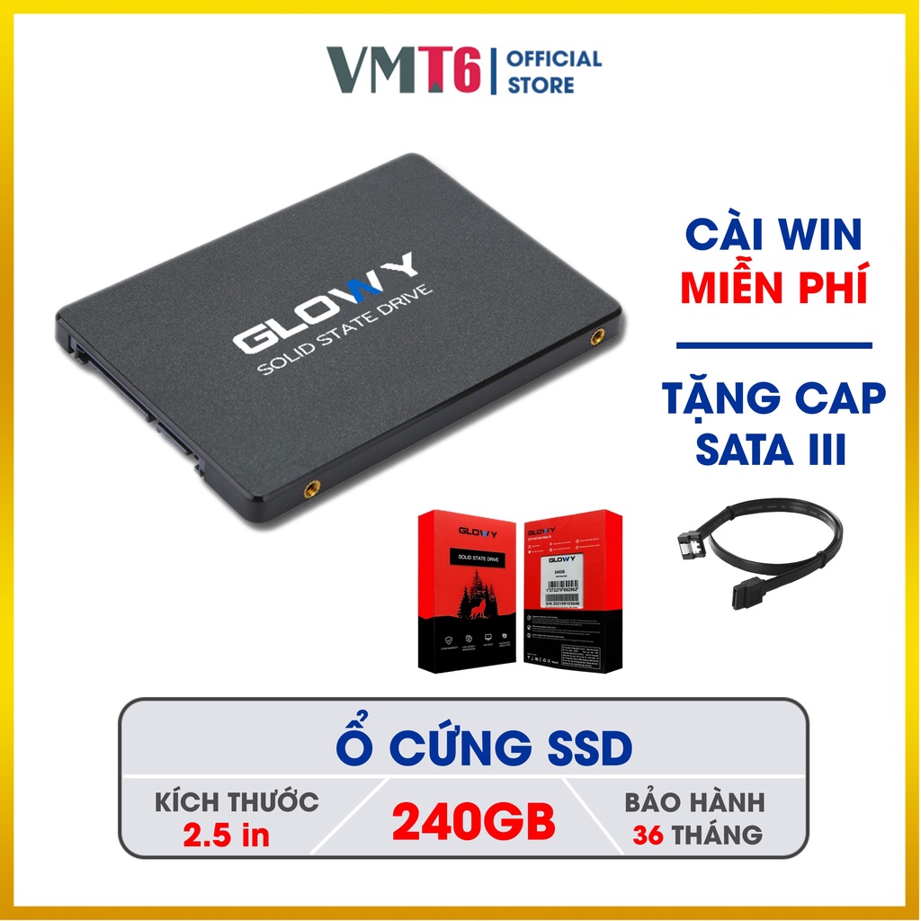 Ổ cứng SSD GLOWY 240GB – CHÍNH HÃNG – Bảo hành 3 năm – Tặng cáp dữ liệu Sata 3.0 !!!