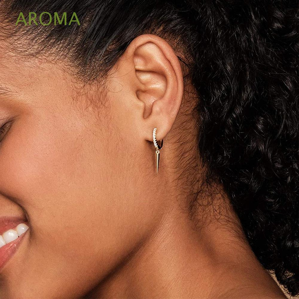 AROMA New Dangle Earrings Korean Ear Studs Earrings Triangle Cone Daily Fashion Jewelry Geometric Diamond Zircon Hip Hop Hoop Earrings/Multicolor