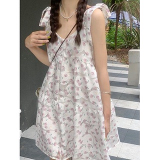 Váy hai dây hoa tím style hàn quốc