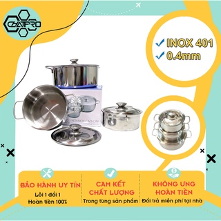 [Hàng Loại 1] Bộ 3 nồi inox SHARP 1 đáy dùng được cho cả bếp từ và bếp gas