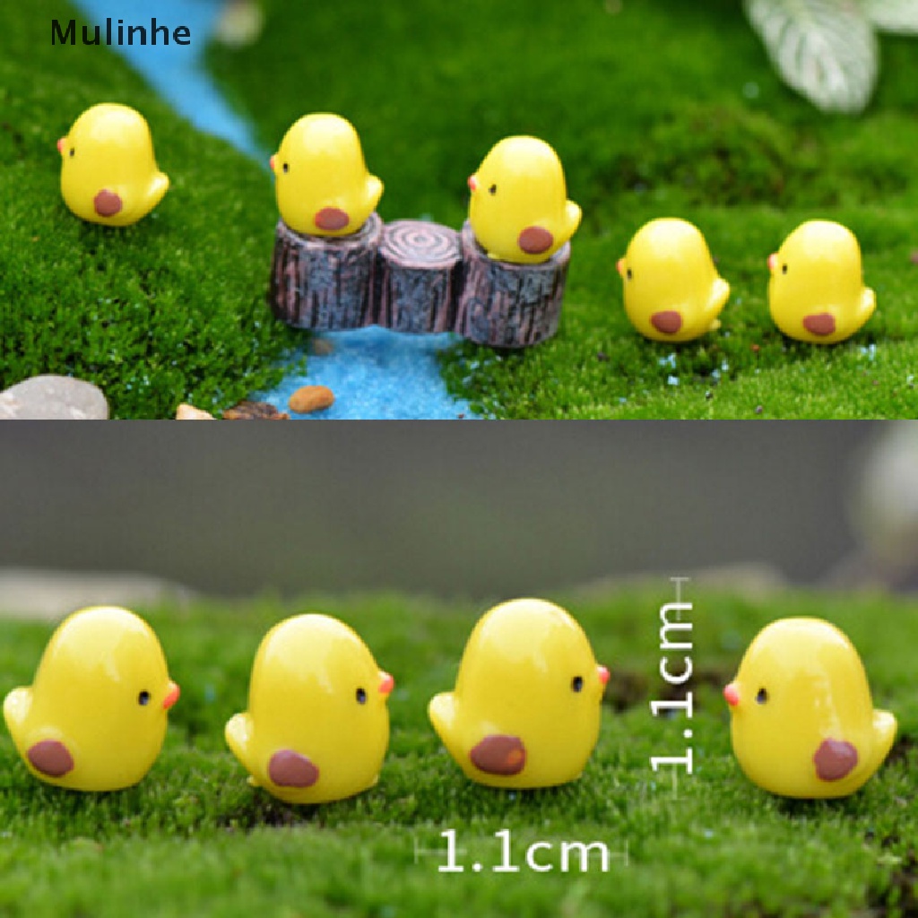 Mulinhe Set 5 Tượng Gà Con Màu Vàng mini Trang Trí Vườn Thu Nhỏ DIY