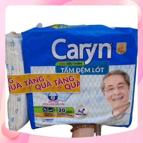 Tấm lót người lớn caryn 20 miếng siêu thấm, lót caryn người già và phụ nữ sau sinh tặng thêm 2 miếng 42cmx72cm