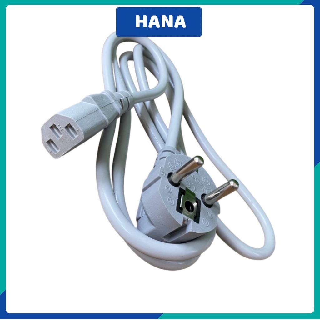 Dây nguồn máy tính pc , dây nồi cơm điện 2 chấu  màu xám dài 1,5M hàng chuẩn chất lượng Hana668