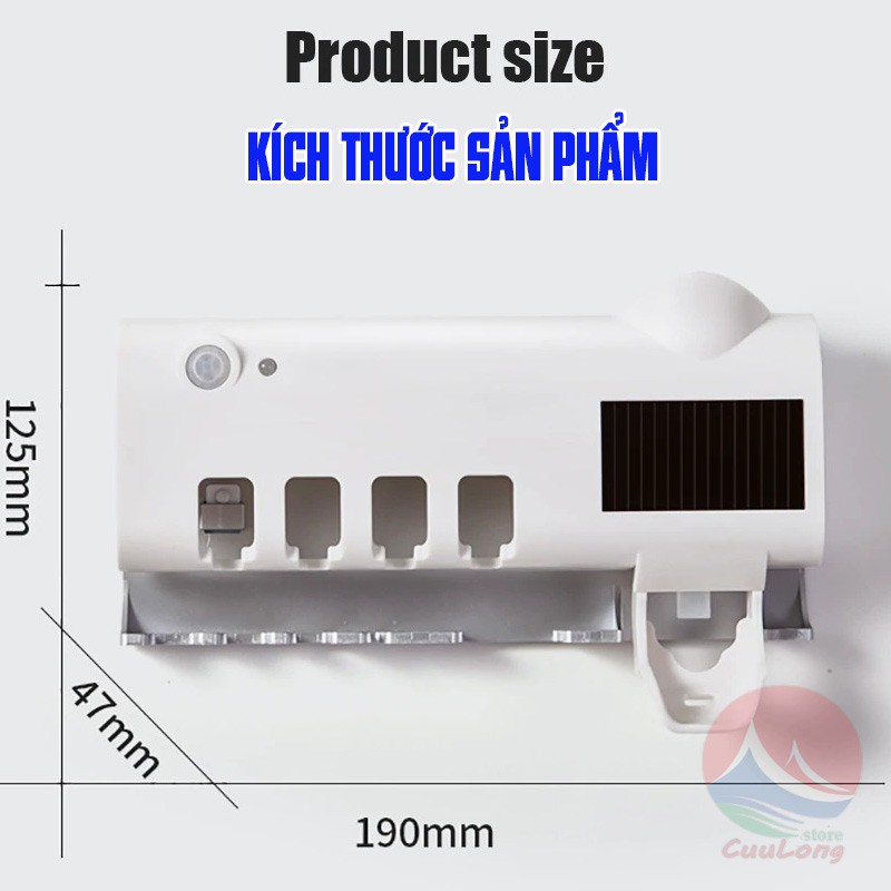 Giá Treo Bàn Chải Đánh Răng Diệt Khuẩn Nhả Kem Thông Minh Tia UV 99,9% Sạc Pin cảm biến thông minh công nghệ Hàn Quốc