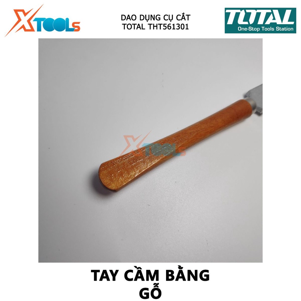 Dao cắt kiếng TOTAL THT561301 | dụng cụ bẻ kính Tay cầm bằng gỗ, Lưỡi cắt kính có 6 bánh cắt, Chiều dài: 130mm, Tổng chi