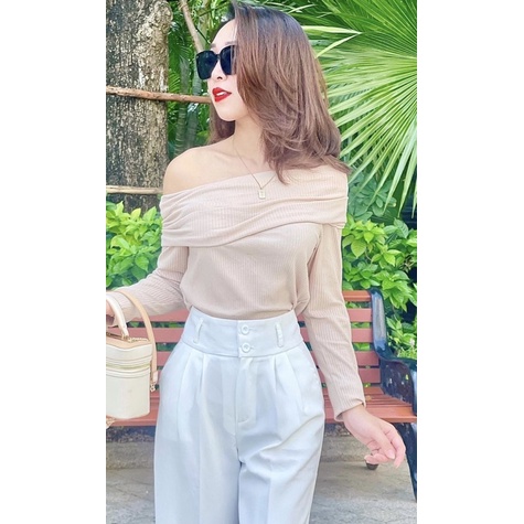 Áo len tăm trễ vai, áo len tăm body dài tay | BigBuy360 - bigbuy360.vn