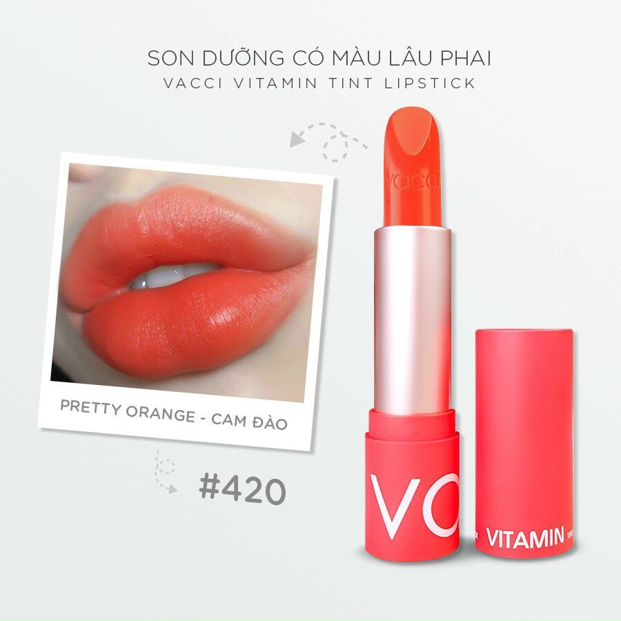 [Hàng Công ty_ Vacci_Mẫu mới] Son Vitamin cao cấp dưỡng môi lâu phai Tint Lipstick