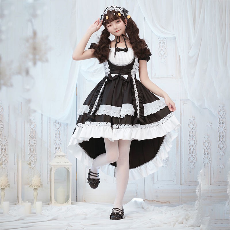 giá rẻNgười nổi tiếng trên InternetLolita hầu gái Váy Nhật Bản gothic loli công chúa học sinh trọn bộ