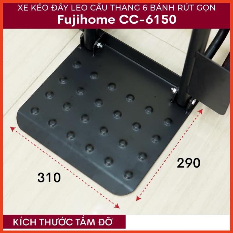 Xe đẩy hàng leo cầu thang 6 bánh Fujihome 150kg, thương hiệu NhậtBản, xe kéo hàng leo cầu thang gấp gọn siêu thị đa năng