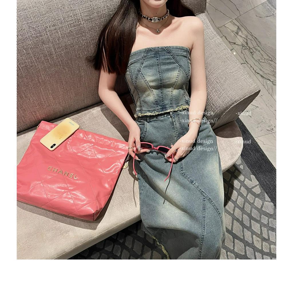 Bộ Áo Ống Lửng Phối Chân Váy Dài Xẻ Tà Thời Trang Mùa Hè Cho Nữ