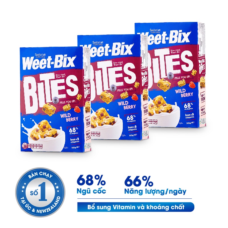 Bánh ngũ cốc dâu, ngũ cốc nguyên cám Weet- Bix 500g, 750g