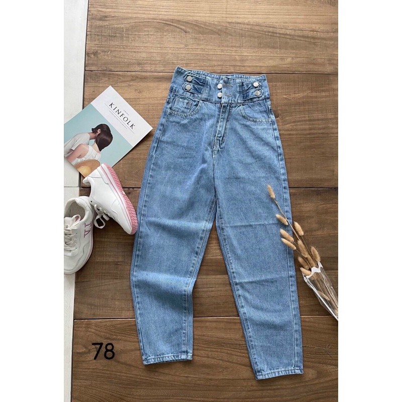 QUẦN JEAN BAGGY NỮ CẠP CAO LƯNG QUẦN PHỐI NÚT SIÊU XINH [CLIP THẬT] [FREESHIP] hàng loại 1, VẢI DÀY | BigBuy360 - bigbuy360.vn