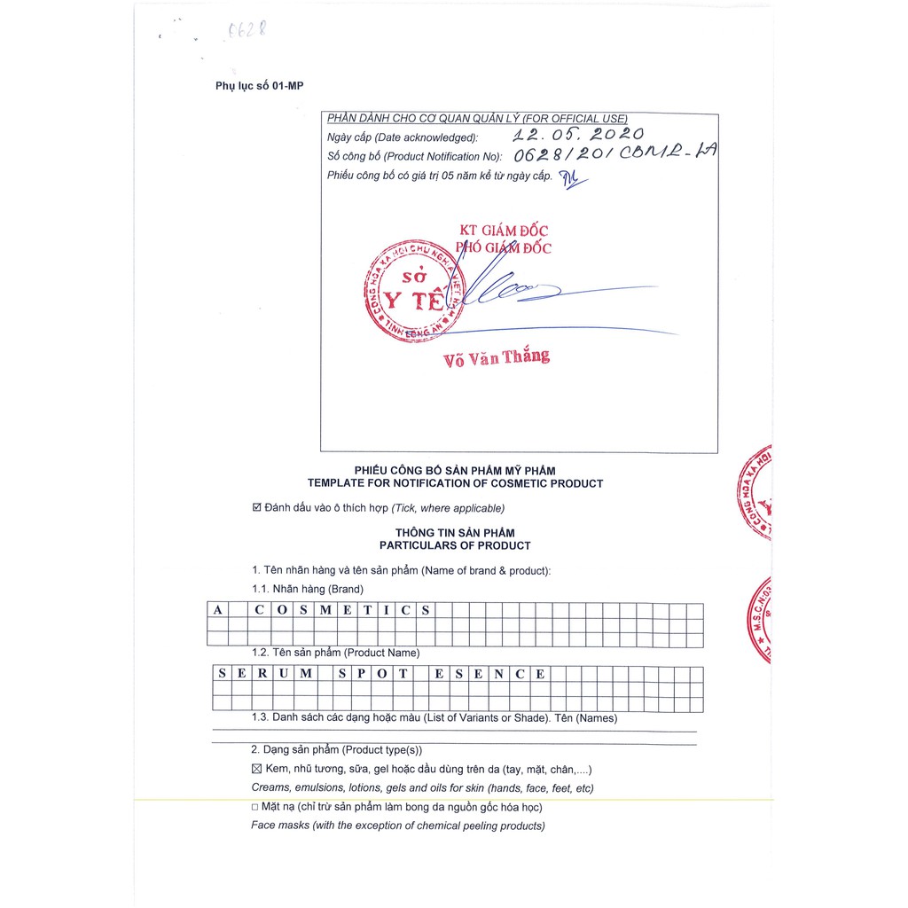 Combo Kem Face Pháp Và Serum Spot Acosmetics Mẫu Mới