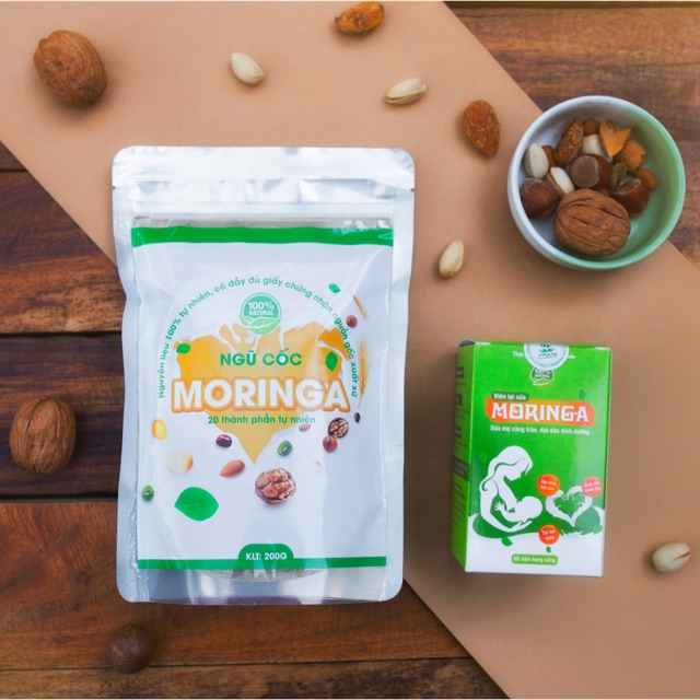 [Rẻ nhất shopee] VIÊN LỢI SỮA MORINGA 60 VIÊN - ĐẶC TRỊ MẤT SỮA, ÍT SỮA - TẶNG KÈM NGŨ CỐC LỢI SỮA MORINGA 200GR