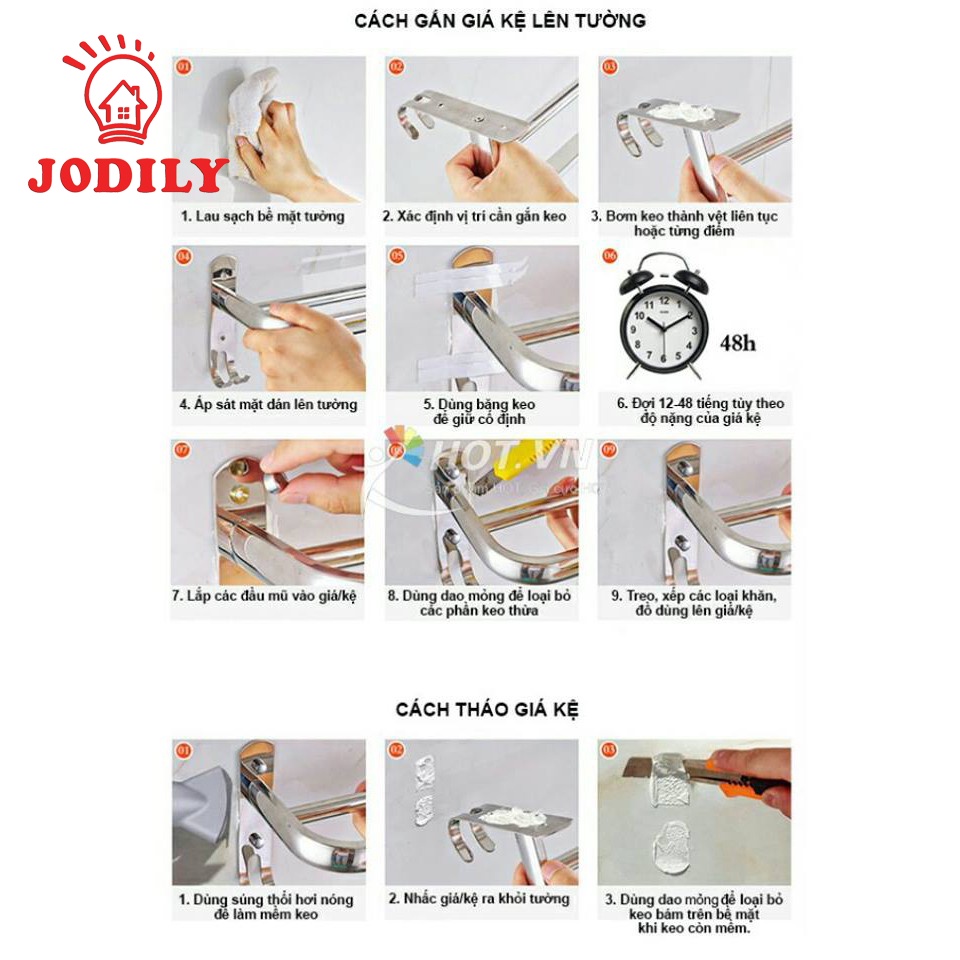 Thanh Treo Quần Áo INOX 304 Dán Tường Cao Cấp 6 Móc Jodily StarHome