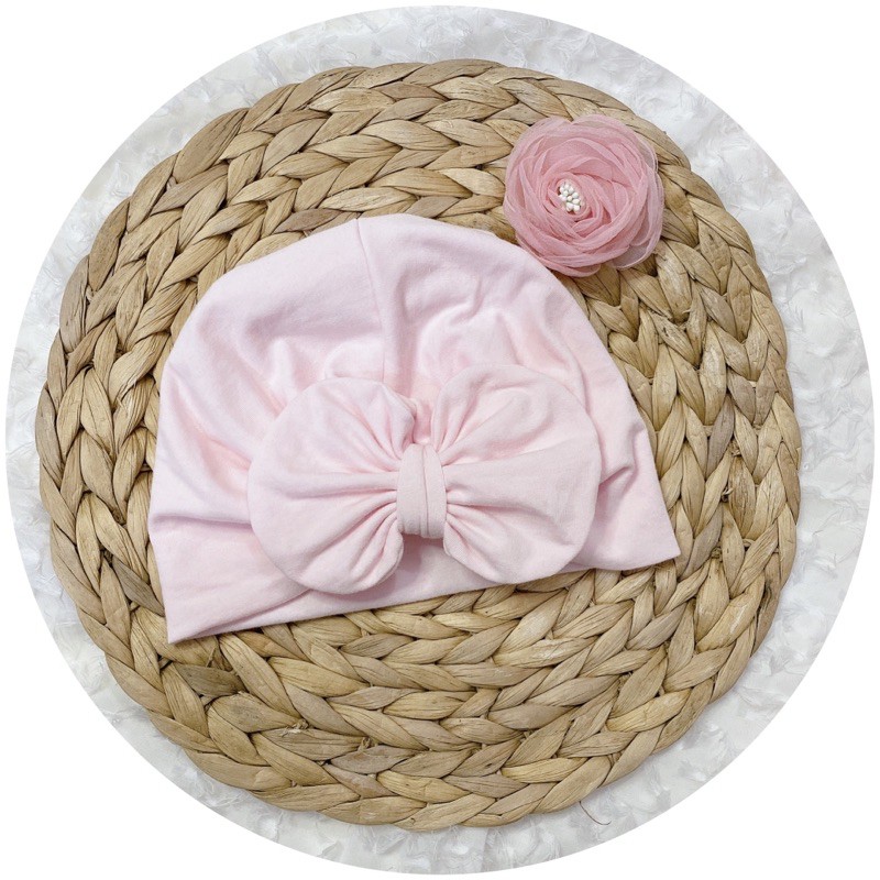 mũ turban bé gái - hồng baby( 4-8kg/ 6-12kg)