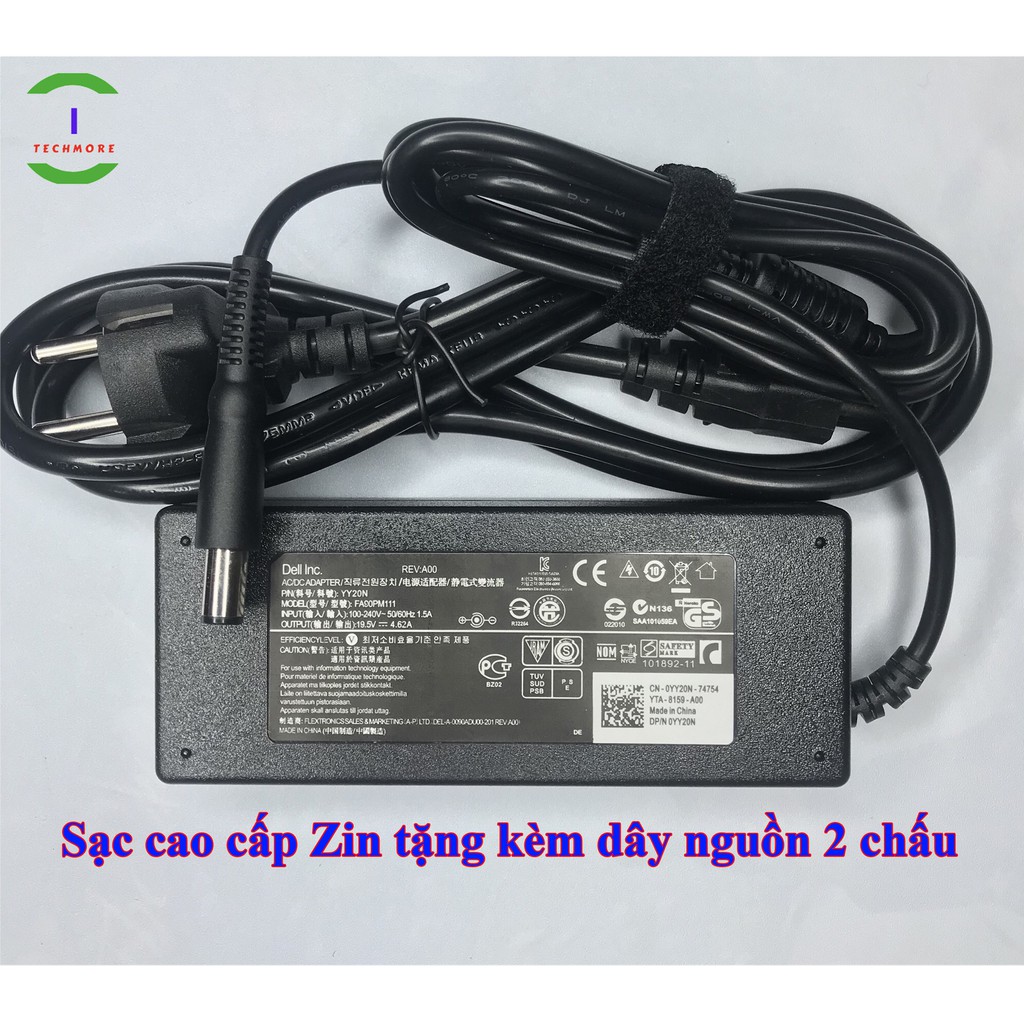 Sạc Laptop Dell 19.5V - 4.62A - 90W Chân Kim To Chính Hãng Cho E6420 E6520 3442 3443 3543