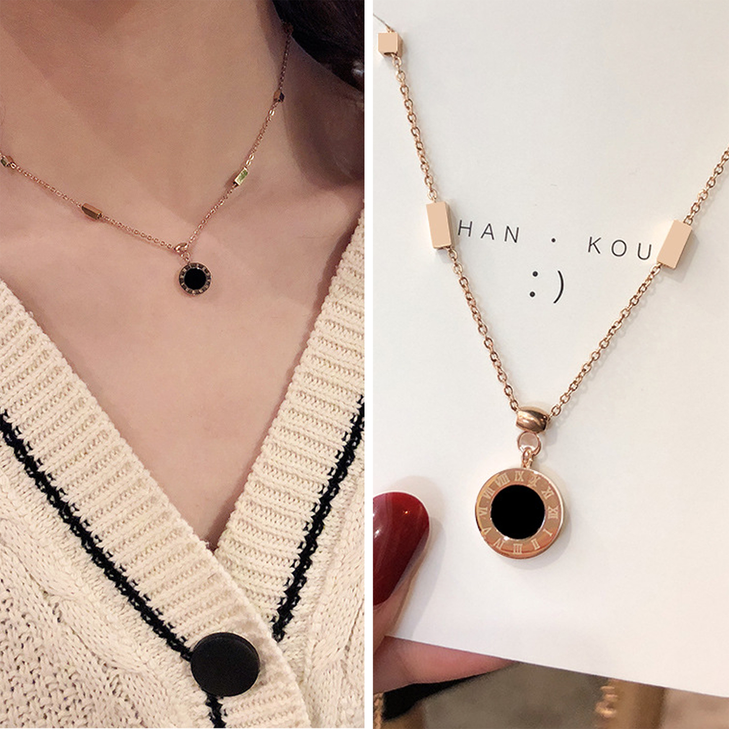 Black round simple necklace clavicle chain jewelry fashion accessories