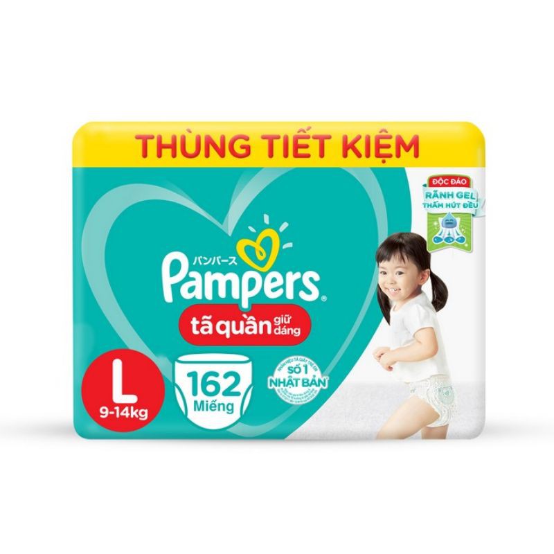 Tã Quần Pampers Giữ Dáng MegaBox L162 (Size L-162 Miếng).