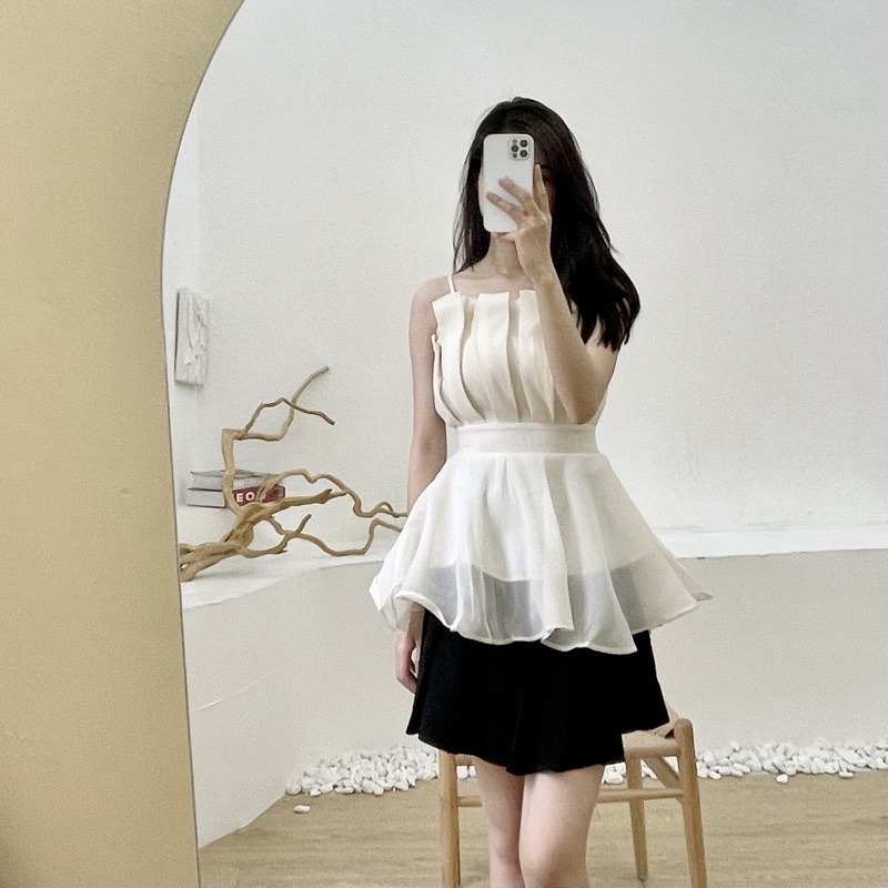 Áo tơ 2 dây peplum M111