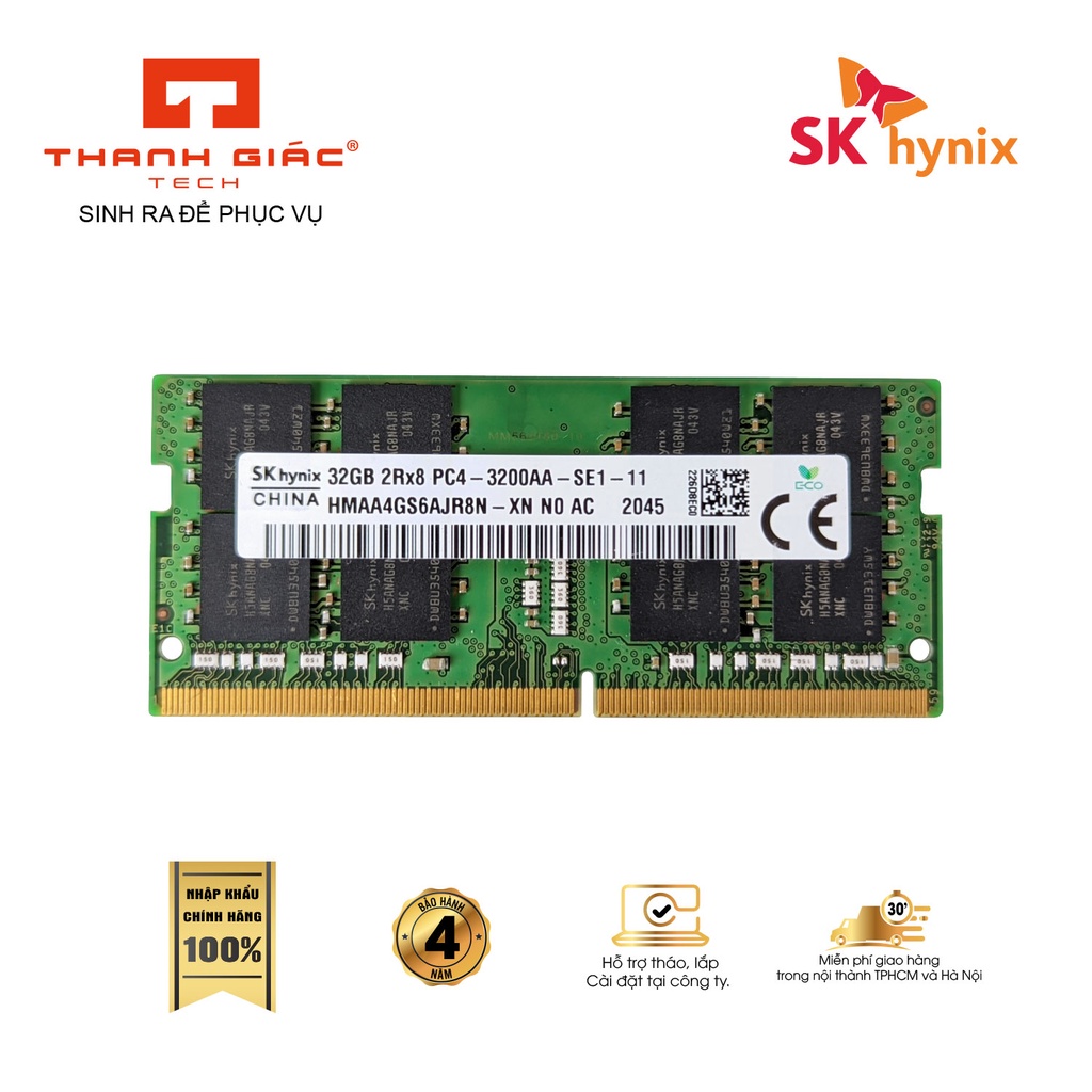 Ram Laptop DDR4 Sk hynix 32GB Bus 3200-Chính hàng mới 100%,Bảo hành 48 tháng 1 Đổi 1